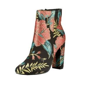 Neiman Marcus Bucasia Floral Brocade Bootie